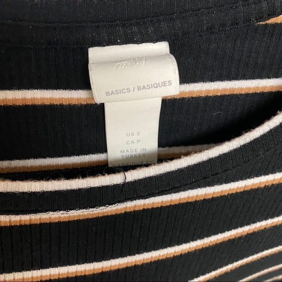 H&M Black White Stripe Ribbed Jersey Dress Size S - Picture 8 of 10